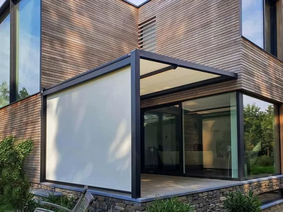 De Clerck - Pergolazonwering Tumba met Screen Grijs 3 Resized